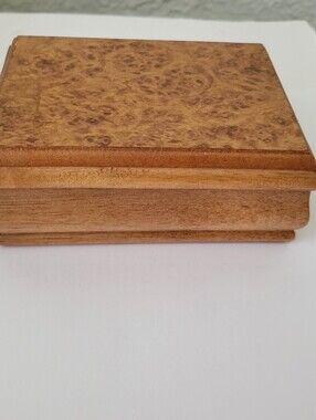 Vintage Small Wooden Trinket Box Decorative Keepsake Jewelry Box 5x3.5x2"